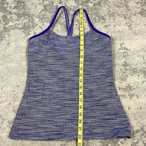 Lululemon Power Y Racerback Tank Top Purple Stripe Fitted Yoga Athletic Sz 6 - Picture 5 of 10